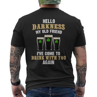 Hello Darkness My Old Friend Irish Day St Patricks Day Men's T-shirt Back Print - Thegiftio UK