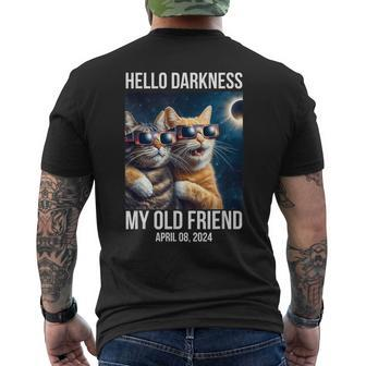 Hello Darkness My Old Friend Solar Eclipse April 08 2024 Cat Men's T-shirt Back Print | Mazezy DE