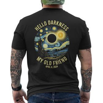 Hello Darkness My Old Friend Solar Eclipse April 8 2024 Men's T-shirt Back Print - Seseable