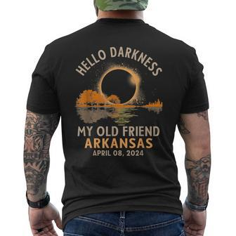 Hello Darkness My Old Friend Total Eclipse 2024 Arkansas Men's T-shirt Back Print - Seseable