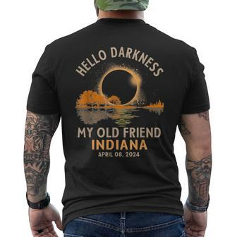 Hello Darkness My Old Friend Total Eclipse 2024 Indiana Men's T-shirt Back Print | Mazezy