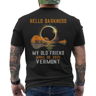 Hello Darkness My Old Friend Total Eclipse 2024 Vermont Men's T-shirt Back Print - Seseable