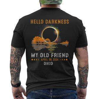 Hello Darkness My Old Friend Total Solar Eclipse 2024 Ohio Men's T-shirt Back Print - Seseable