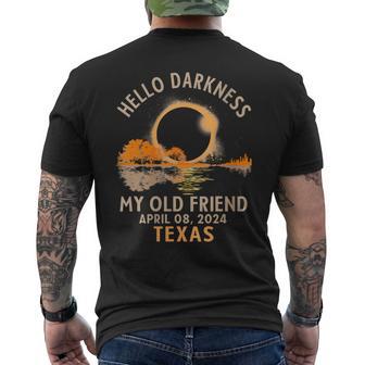 Hello Darkness My Old Friend Total Solar Eclipse 2024 Texas Men's T-shirt Back Print - Monsterry UK