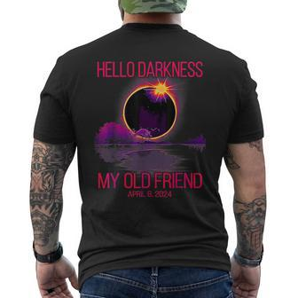 Hello Darkness My Old Friend Total Solar Eclipse Apr 8 2024 Men's T-shirt Back Print - Monsterry UK