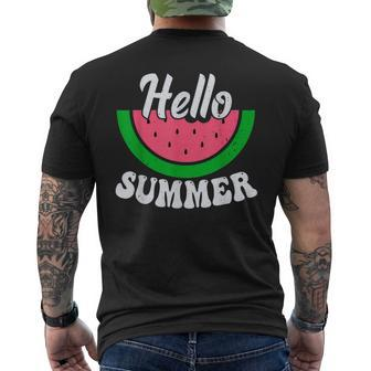 Hello Summer Watermelon Summer Break Vacation Cool Men's T-shirt Back Print - Monsterry UK