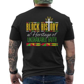 Heritage Of Unshakable Faith Black History Month Pride Men's T-shirt Back Print - Seseable