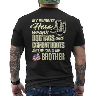 Hero Wears Dog Tags Combat Boots Proud Military Brother Men's T-shirt Back Print - Monsterry UK