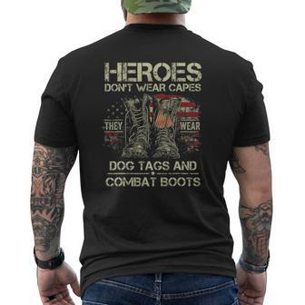 Heroes Don't Wear Capes They Wear Dog Tags Men Veterans Day Mens Back Print T-shirt | Mazezy UK