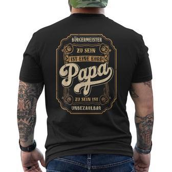 Herren Bürgermeister Papa Ehreatertag Orstvorsteherater T-Shirt mit Rückendruck - Geschenkecke