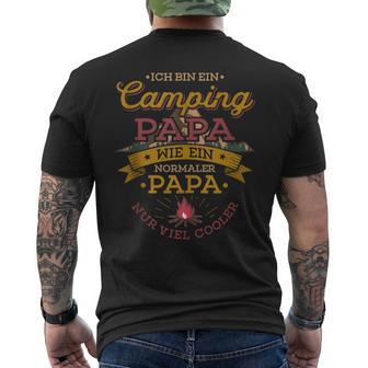 Herren Camping Papa Wie Ein Normaler Papa Nur Cooler Zelten Camper T-Shirt mit Rückendruck - Geschenkecke