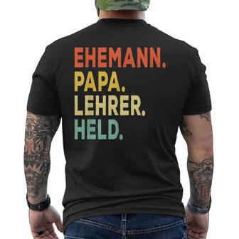 Herren Ehemann Papa Lehrer Held Retro-Jahrgangatertag T-Shirt mit Rückendruck - Geschenkecke