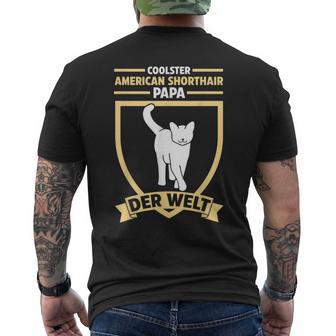 Herren Katzen Papaateratertag American Shorthair T-Shirt mit Rückendruck - Geschenkecke