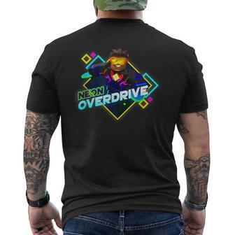 Herren-Kurzärmliges Herren-T-Kurzärmliges Herren-T-Shirt Schwarz, Neon Overdrive Grafik, Retro-Gamer-Design - Seseable