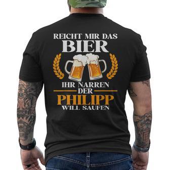 Herren Philipp Lustiger Bier Spruch Name Geburtstag T-Shirt mit Rückendruck - Geschenkecke