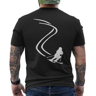 Herren Skifahrer Silhouette Kurzärmliges Herren-T-Kurzärmliges Herren-T-Shirt Schwarz, Ski Motiv Tee - Seseable