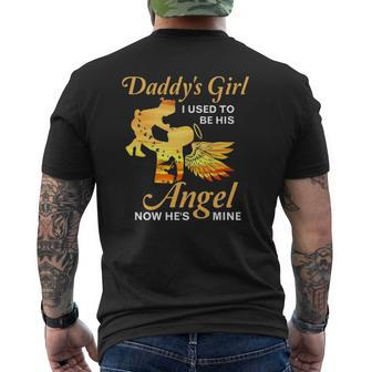 Now He's My Angel Daddy Dad Memorial Loss Of Father Mens Back Print T-shirt | Mazezy