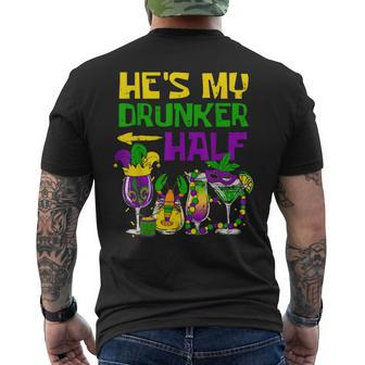 He's My Drunker Half Mardi Gras Matching Couple Boyfriend Men's T-shirt Back Print - Thegiftio UK