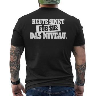 Heute Sinkt Niveau Kurzärmliges Herren-T-Kurzärmliges Herren-T-Shirt für Party & Feiern, Lustiges Deutsch Spruch Kurzärmliges Herren-T-Shirt - Seseable