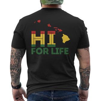 Hi For Life Rasta Hawaii Island Rastafari Reggae Men's T-shirt Back Print - Monsterry CA