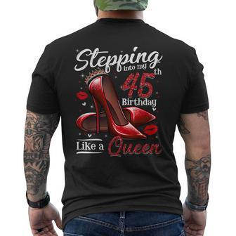 High Heels Stepping Into My 45Th Birthday 45 And Fabulous Men's T-shirt Back Print | Mazezy