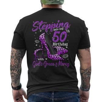 High Heels Stepping Into My 50Th Birthday 50 And Fabulous Men's T-shirt Back Print - Thegiftio UK