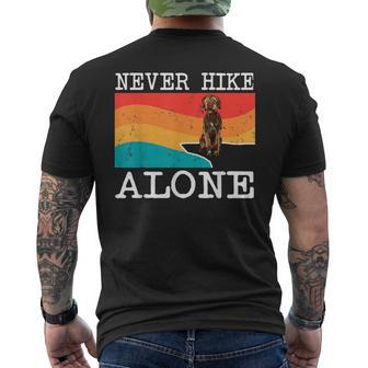 Never Hike Alone Wirehaired Pointing Griffon Graphic Hiking Men's T-shirt Back Print - Monsterry AU