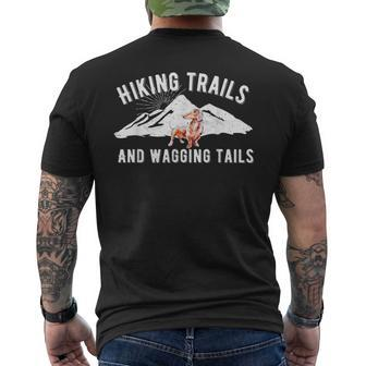 Hiking Trails And Wagging Tails Daschund Dog T Men's T-shirt Back Print - Monsterry