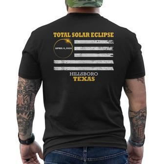 Hillsboro Texas Solar Eclipse 2024 Us Flag Men's T-shirt Back Print | Mazezy