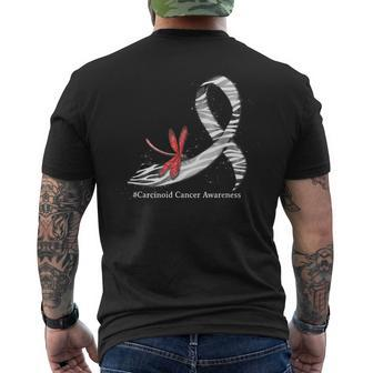 Hippie Dragonfly Zebra Ribbon Carcinoid Cancer Awareness Mens Back Print T-shirt - Thegiftio UK