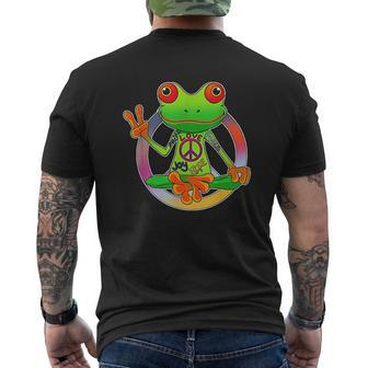 Hippie Frog Peace Sign Yoga Frogs Hippies 70S Mens Back Print T-shirt - Thegiftio UK