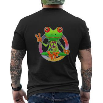 Hippie Frog Peace Sign Yoga Frogs Hippies 70S V2 Mens Back Print T-shirt - Thegiftio UK