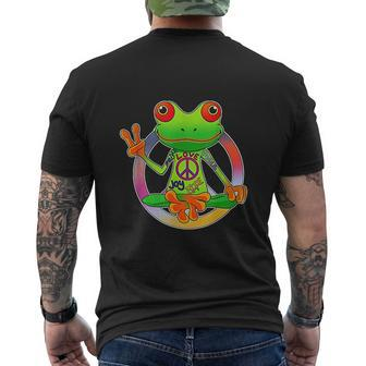 Hippie Frog Peace Sign Yoga Frogs Hippies 70S V3 Mens Back Print T-shirt - Thegiftio UK