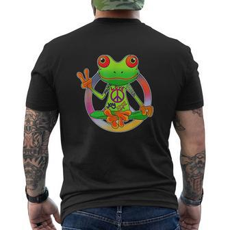 Hippie Frog Peace Sign Yoga Frogs Hippies 70S V4 Mens Back Print T-shirt - Thegiftio UK