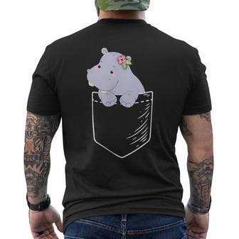 Hippopotamus in Tasche Schwarzes Kurzärmliges Herren-T-Kurzärmliges Herren-T-Shirt, Lustiges Tiermotiv Tee - Seseable