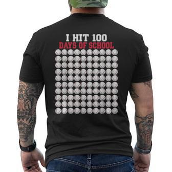 I Hit 100 Days Of School Baseball Bat 100Th Day Of School Men's T-shirt Back Print - Monsterry