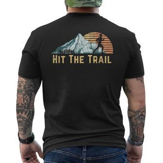 Hit The Trail Vintage Mountain Runner Retro Trail Running Men's T-shirt Back Print - Monsterry