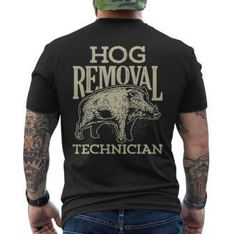 Hog Removal Technician Boar Hunting Vintage Pig Men's T-shirt Back Print | Mazezy