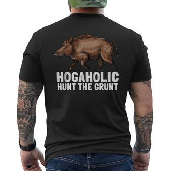 Hogaholic Hunt The Grunt Boar Hunt And Wild Hog Hunt Men's T-shirt Back Print - Monsterry