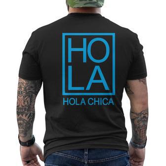 Hola Chica Novelty Minimalist Typography Spanish Hello Men's T-shirt Back Print - Monsterry CA