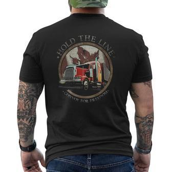 Hold The Line Convoy For Freedom Trucker Protest Mens Back Print T-shirt | Mazezy
