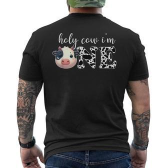 Holy Cow I'm One Cute Dairy Cow Farm Animal 1St Birthday Men's T-shirt Back Print - Monsterry DE