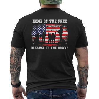 Home Of The Free Because Of The Brave American Flag Men's T-shirt Back Print - Monsterry