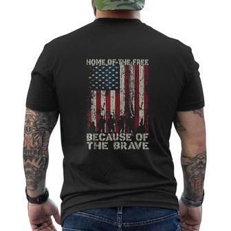 Home Of The Free Because Of The Brave Distress American Flag Mens Back Print T-shirt - Thegiftio UK
