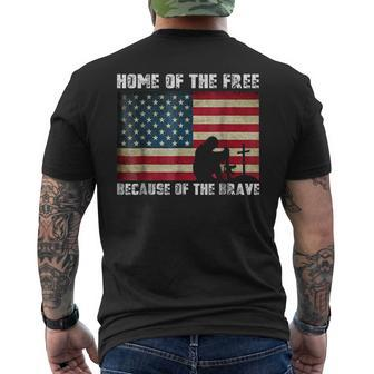 Home Of The Free Because Of The Brave Veterans Men's T-shirt Back Print - Monsterry