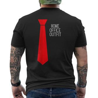 Home Office Outfit Red Tie Telecommute Working From Home Men's T-shirt Back Print - Monsterry CA