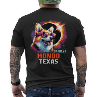 Hondo Texas Total Solar Eclipse 2024 Corgi Dog Men's T-shirt Back Print - Monsterry