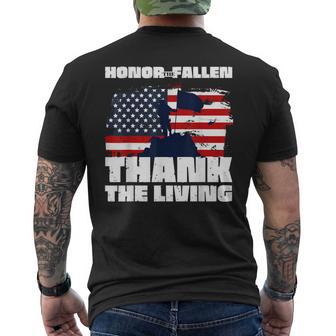 Honor The Fallen Thank The Living Veteran Day Memorial Day Men's T-shirt Back Print - Monsterry AU