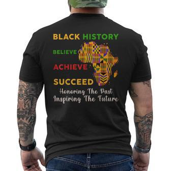 Honoring Past Inspiring Future Black History Kente African Men's T-shirt Back Print | Mazezy