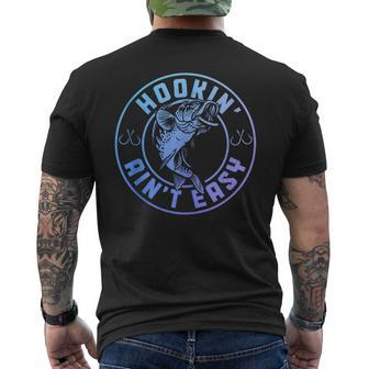 Hookin' Ain't Easy Fishing Fisherman Vintage Men's T-shirt Back Print - Monsterry UK